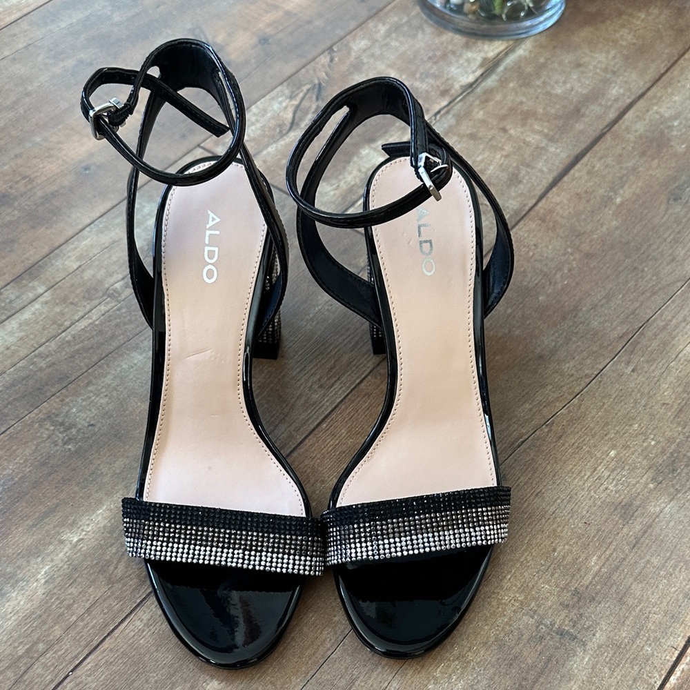 Aldo Black Heels with Silver Accents